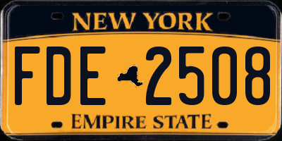 NY license plate FDE2508