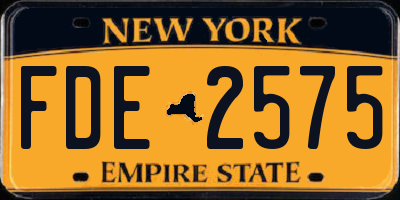NY license plate FDE2575