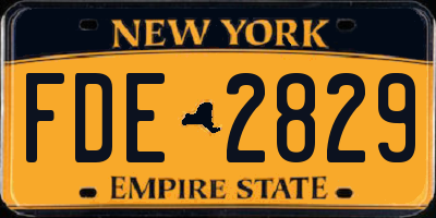 NY license plate FDE2829