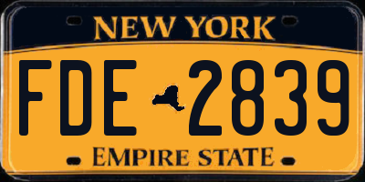 NY license plate FDE2839