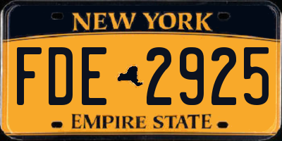 NY license plate FDE2925