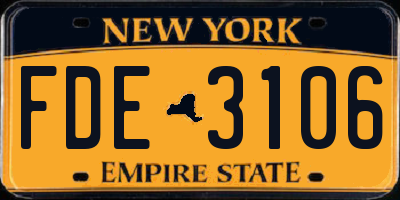 NY license plate FDE3106