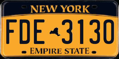 NY license plate FDE3130
