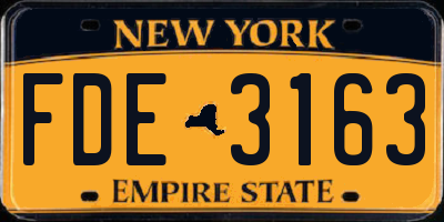 NY license plate FDE3163