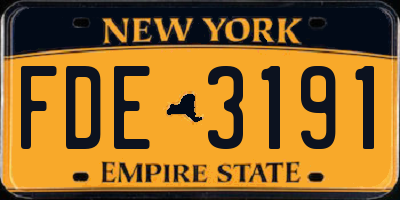 NY license plate FDE3191