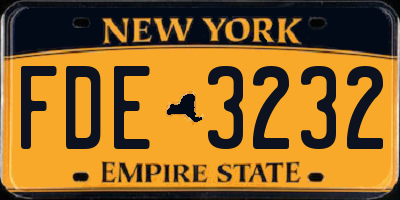 NY license plate FDE3232