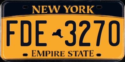 NY license plate FDE3270