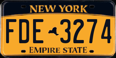 NY license plate FDE3274