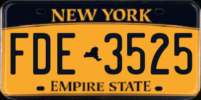 NY license plate FDE3525