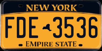 NY license plate FDE3536