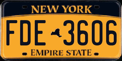 NY license plate FDE3606