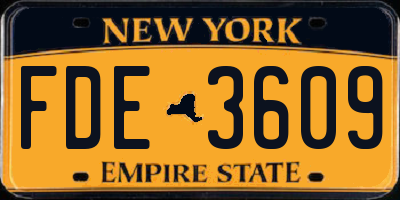 NY license plate FDE3609