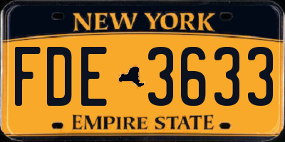 NY license plate FDE3633