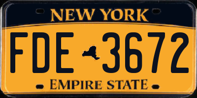 NY license plate FDE3672
