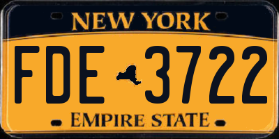 NY license plate FDE3722