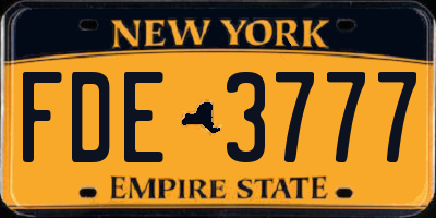 NY license plate FDE3777