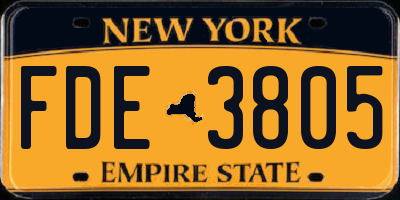 NY license plate FDE3805
