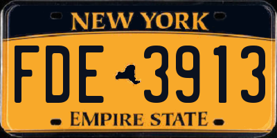 NY license plate FDE3913
