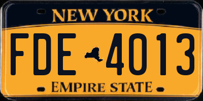 NY license plate FDE4013