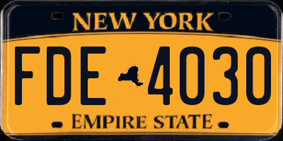 NY license plate FDE4030