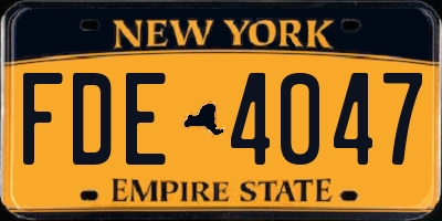 NY license plate FDE4047