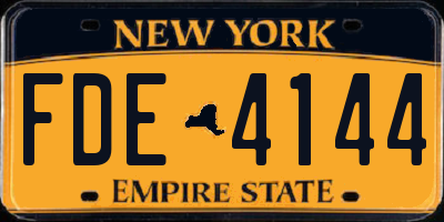 NY license plate FDE4144