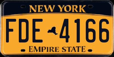 NY license plate FDE4166