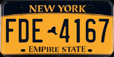 NY license plate FDE4167