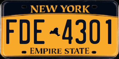 NY license plate FDE4301