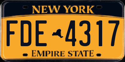 NY license plate FDE4317