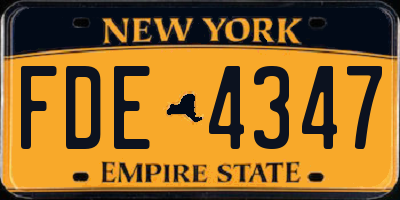 NY license plate FDE4347