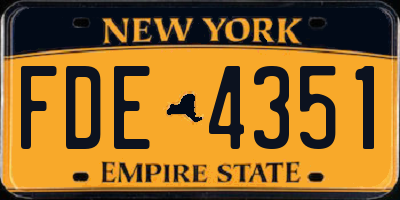 NY license plate FDE4351