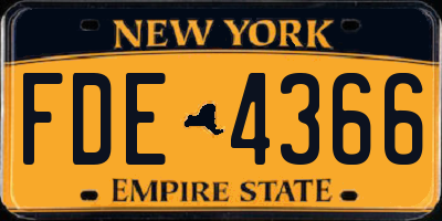 NY license plate FDE4366