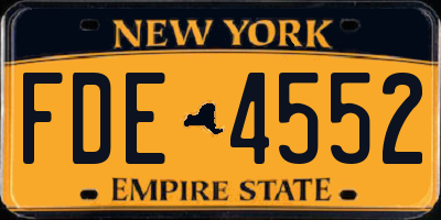 NY license plate FDE4552