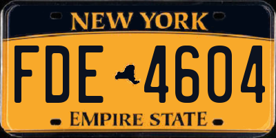 NY license plate FDE4604
