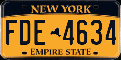 NY license plate FDE4634