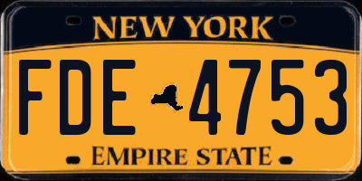 NY license plate FDE4753
