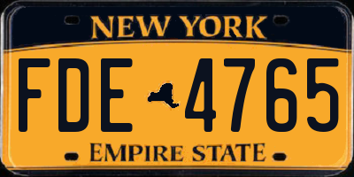 NY license plate FDE4765