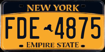 NY license plate FDE4875