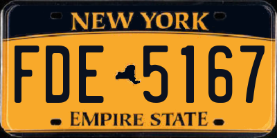 NY license plate FDE5167
