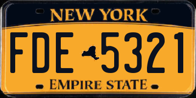 NY license plate FDE5321