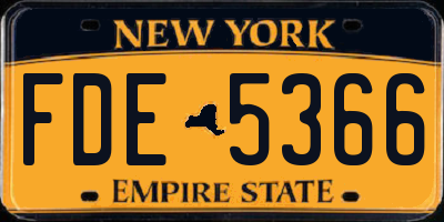 NY license plate FDE5366