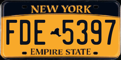 NY license plate FDE5397
