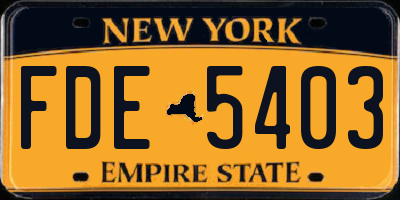 NY license plate FDE5403