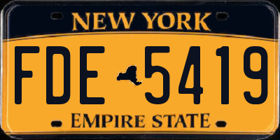 NY license plate FDE5419