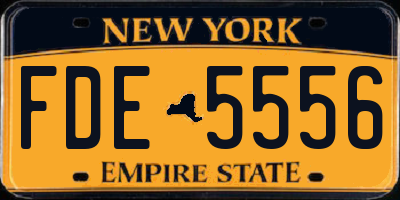 NY license plate FDE5556