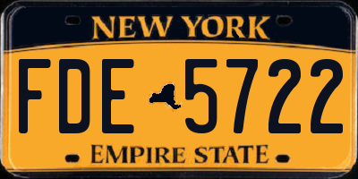 NY license plate FDE5722