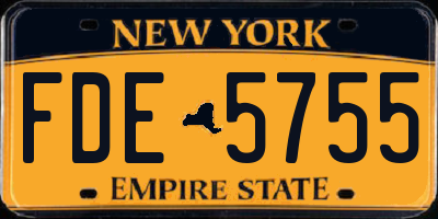 NY license plate FDE5755
