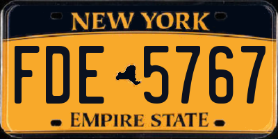 NY license plate FDE5767