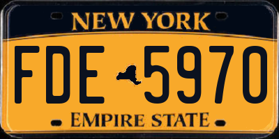 NY license plate FDE5970